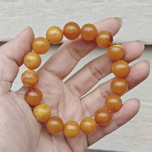 Collector‘s Piece: Genuine Danish Amber Bracelet with Exceptional Organic Format